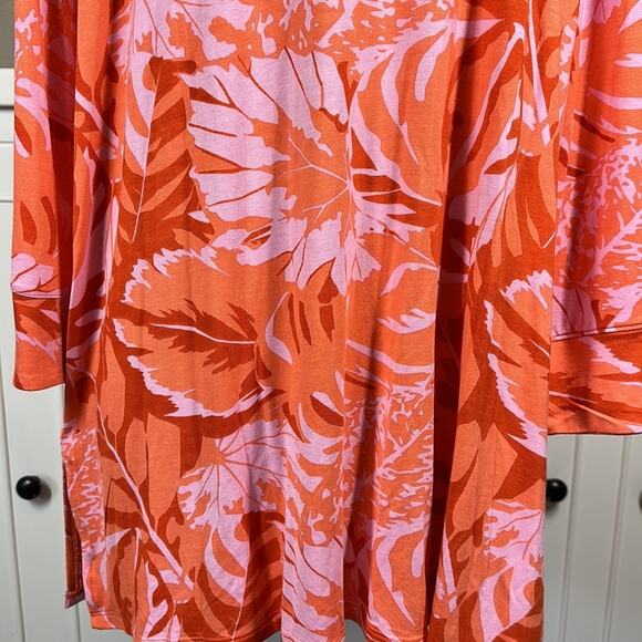 Soft Surroundings Del Rio Embellished Tunic Top Orange Pink Floral Size 2X - Picture 10 of 15